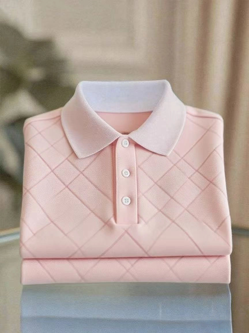 Men's Business Casual Button Short Sleeve Polo Shirt