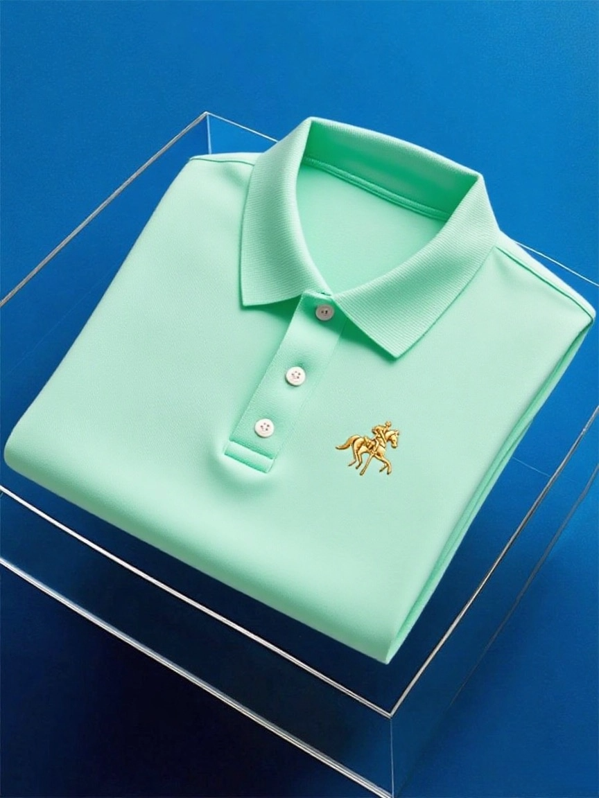Men's Business Casual Button Short Sleeve Polo Shirt