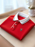 Men's Business Casual Rainbow Striped Short Sleeve Button Polo Shirt