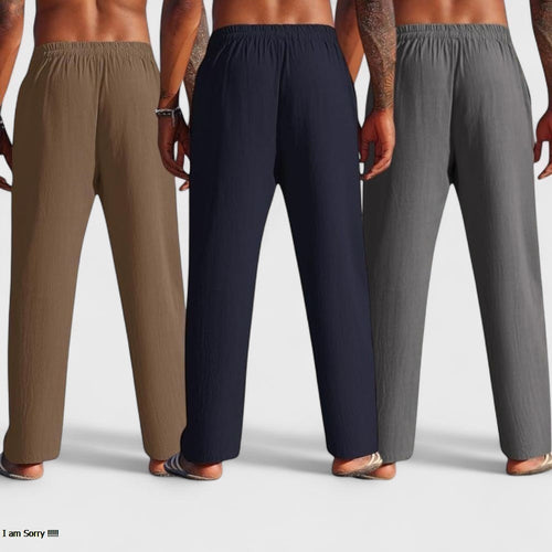 Combo of 3 Linen Loose Fit Men Pant Dark Gray-Navy Blue and Brown-50437