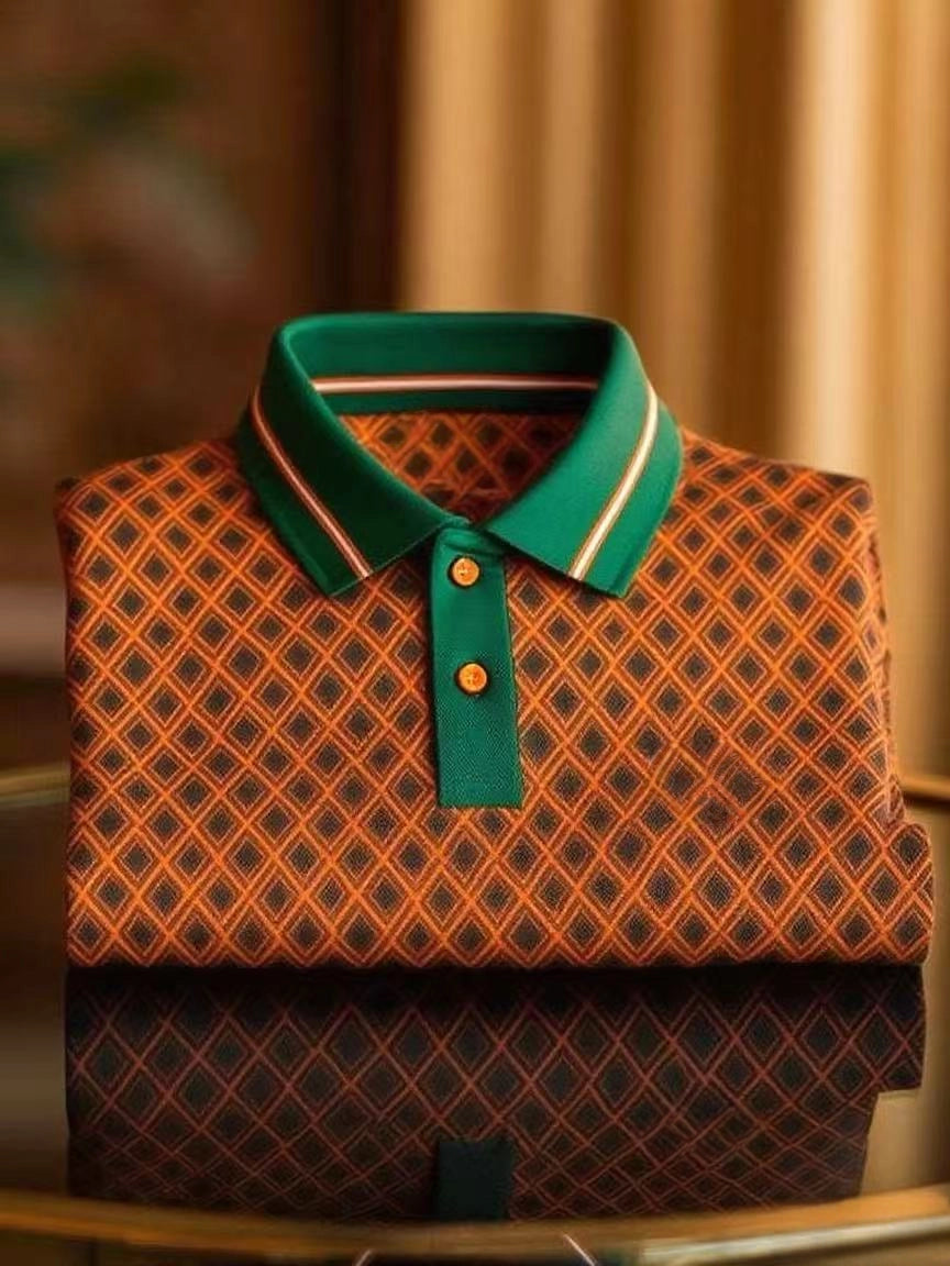 Men's Classic Business Button Short Sleeve Polo Shirt