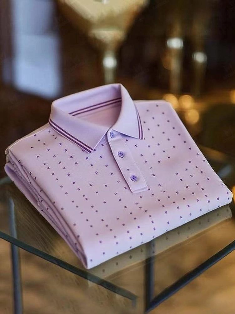 Men's Classic Business Button Short Sleeve Polo Shirt
