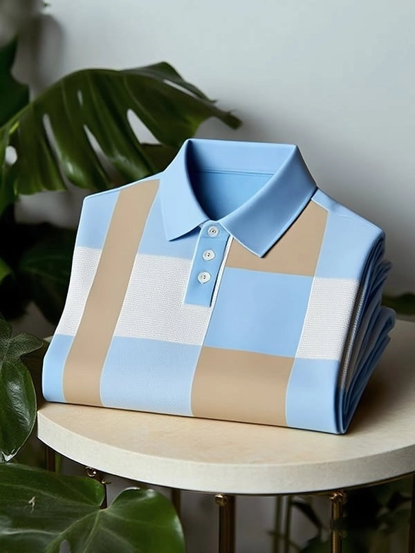 Men's Classic Business Button Short Sleeve Polo Shirt