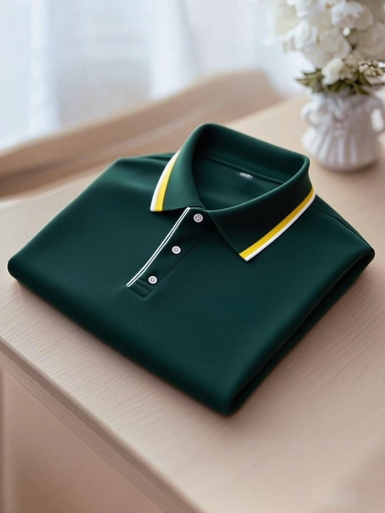 Men's Business Casual Button Short Sleeve Polo Shirt