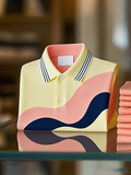 Men's Classic Business Irregular Contrast Button Short Sleeve Polo Shirt
