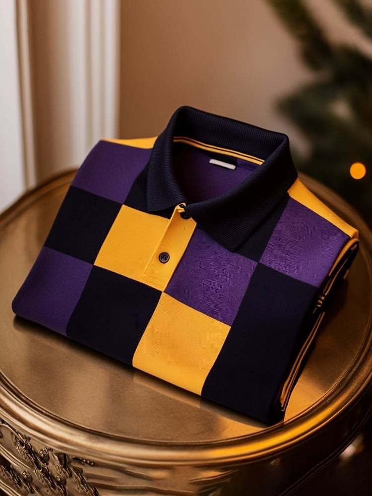 Men's Classic Business Button Short Sleeve Polo Shirt