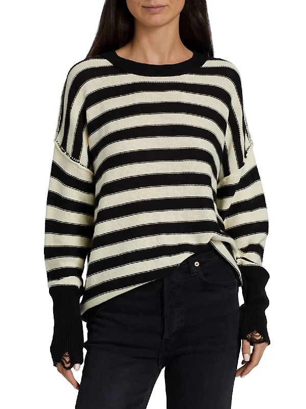 Anabelle Sweater In Black Cream Stripe