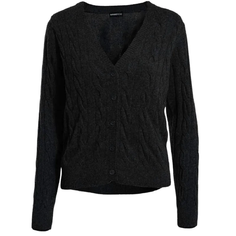 Cable Knit Cardigan In Black