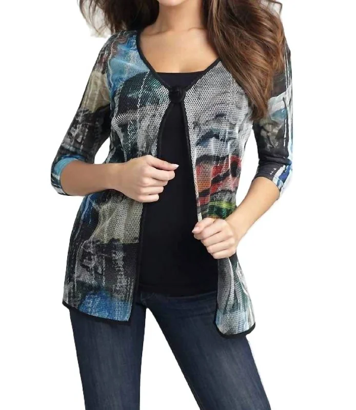 Daybreak Long Cardigan In Black Multi