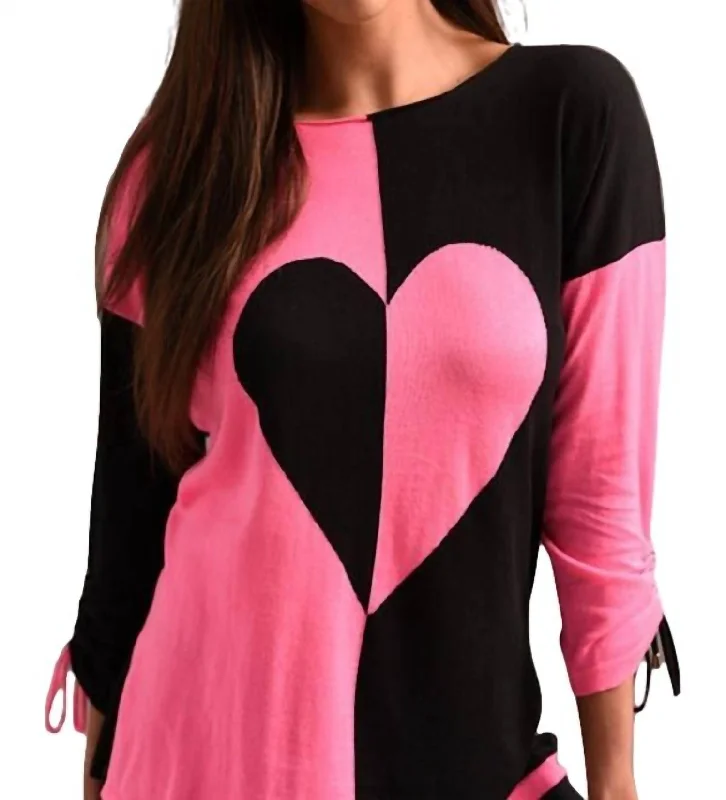 Heart Sweater In Black Multi