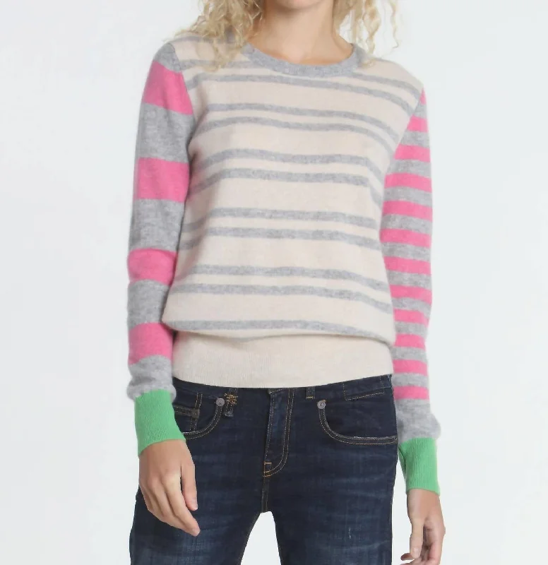 Jessie Stripe Crew Sweater In Dune