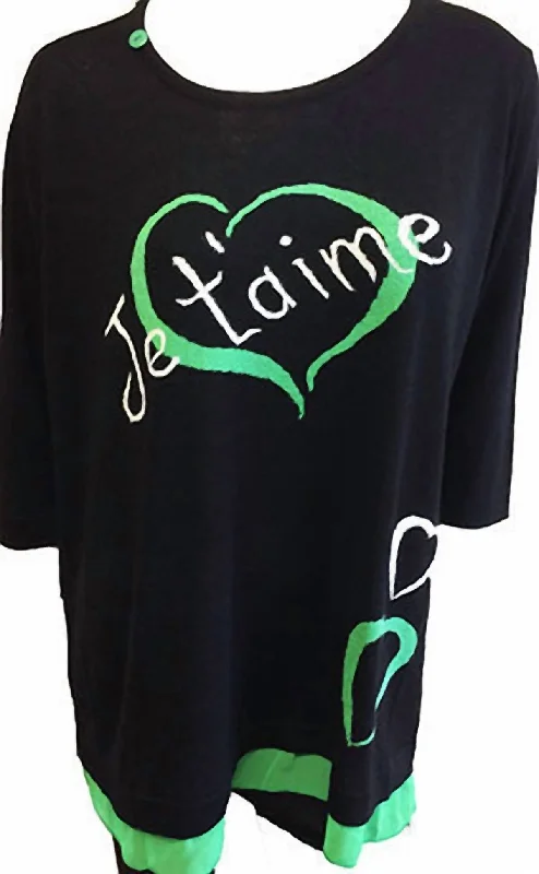 Je'taime Sweater In Black/green