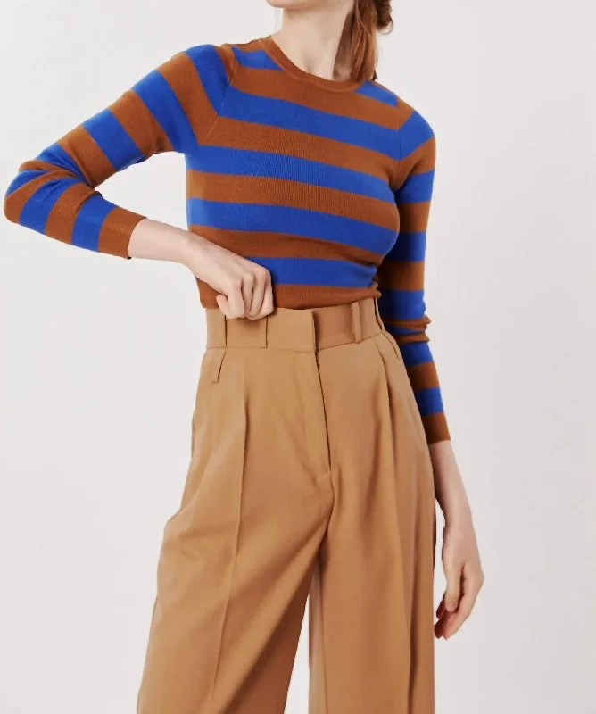 Lucca Striped Sweater In Multi Blue