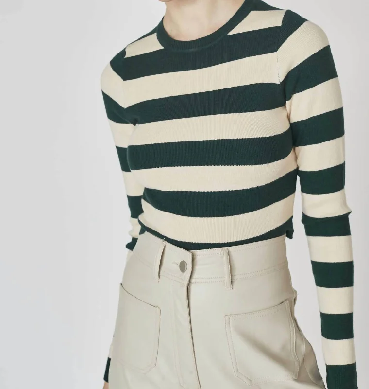 Lucca Striped Sweater In Multi Green