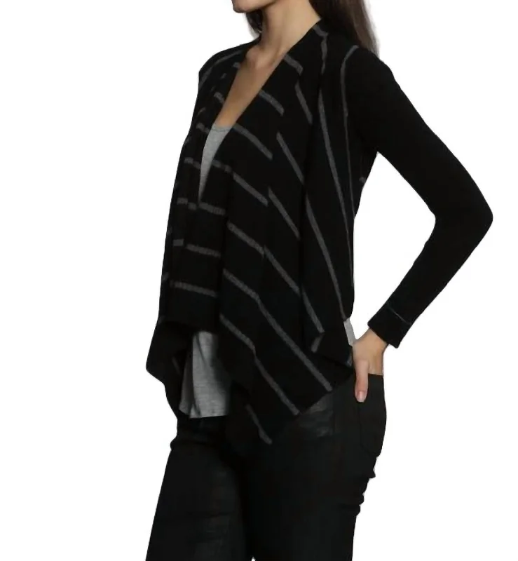 Luxe Cover Up Cardigan In Black/charcoal