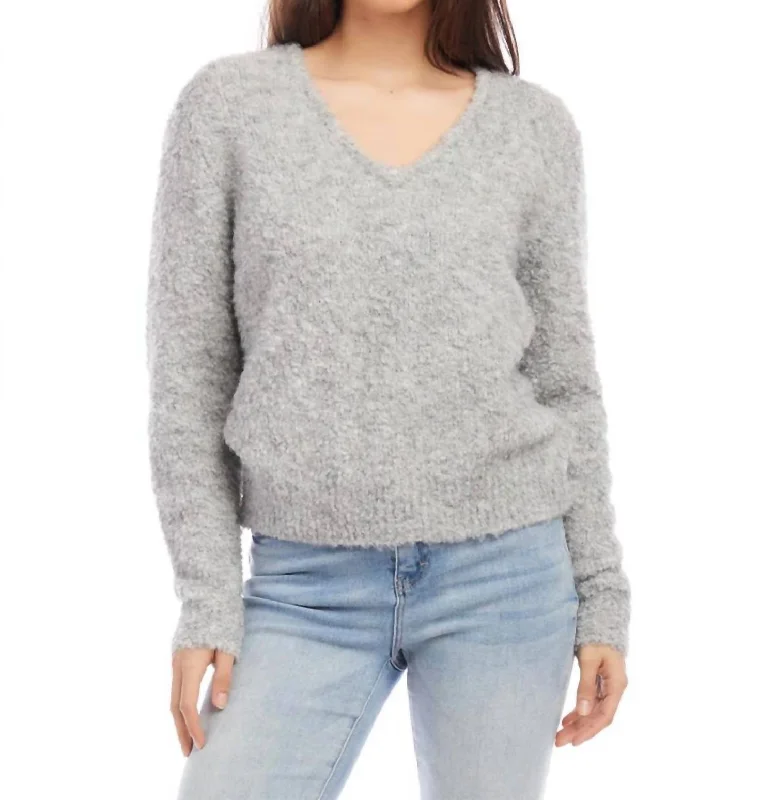 V-Neck Sweater In Grey