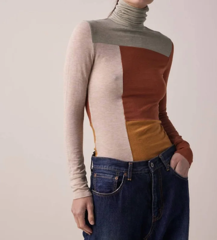 Wool Blend Turtleneck Sweater In Multi