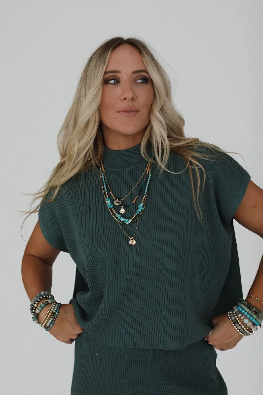 Amber Skies Mock Neck Top - Jade