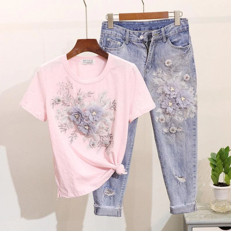 Pink Top with Denims