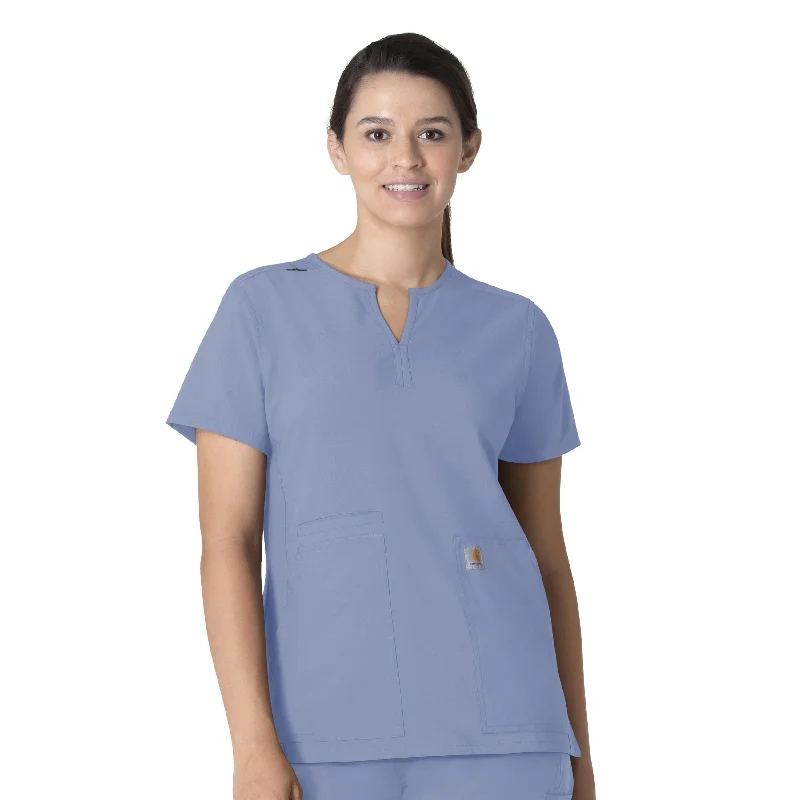 Carhartt Force Essentials Women's Notch Neck Tunic Scrub Top - Ceil Blue