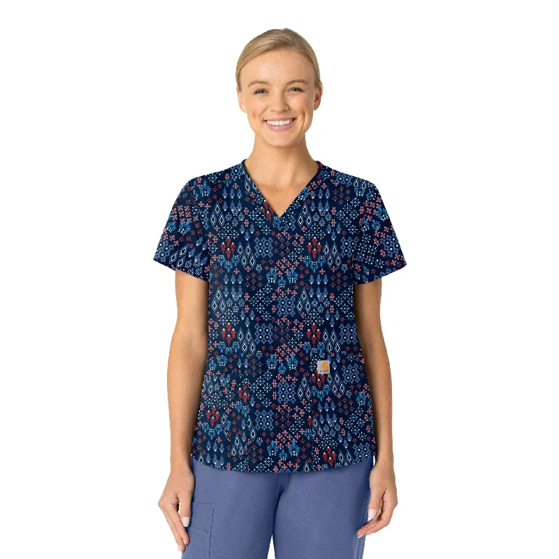 Carhartt Women's V-Neck Print Scrub Top - Diamond Clusters