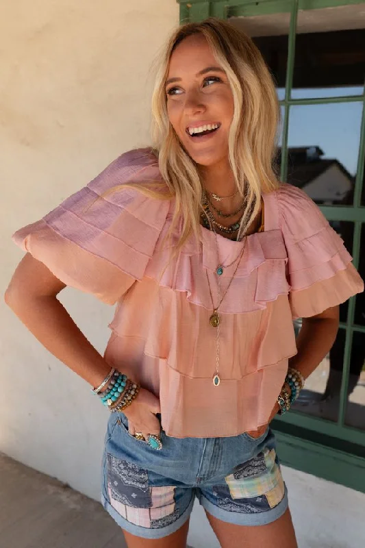 Crushing It Ruffle Tiered Top - Pink