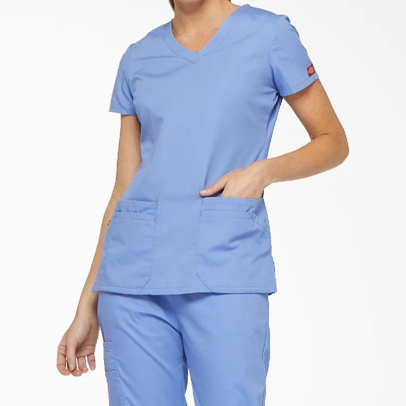 Dickies Women's EDS Signature V-Neck Scrub Top_Ciel Blue