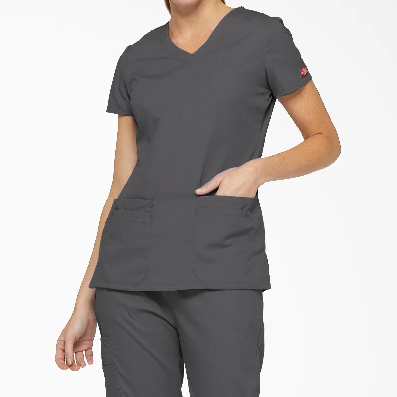 Dickies Women's EDS Signature V-Neck Scrub Top_Pewter