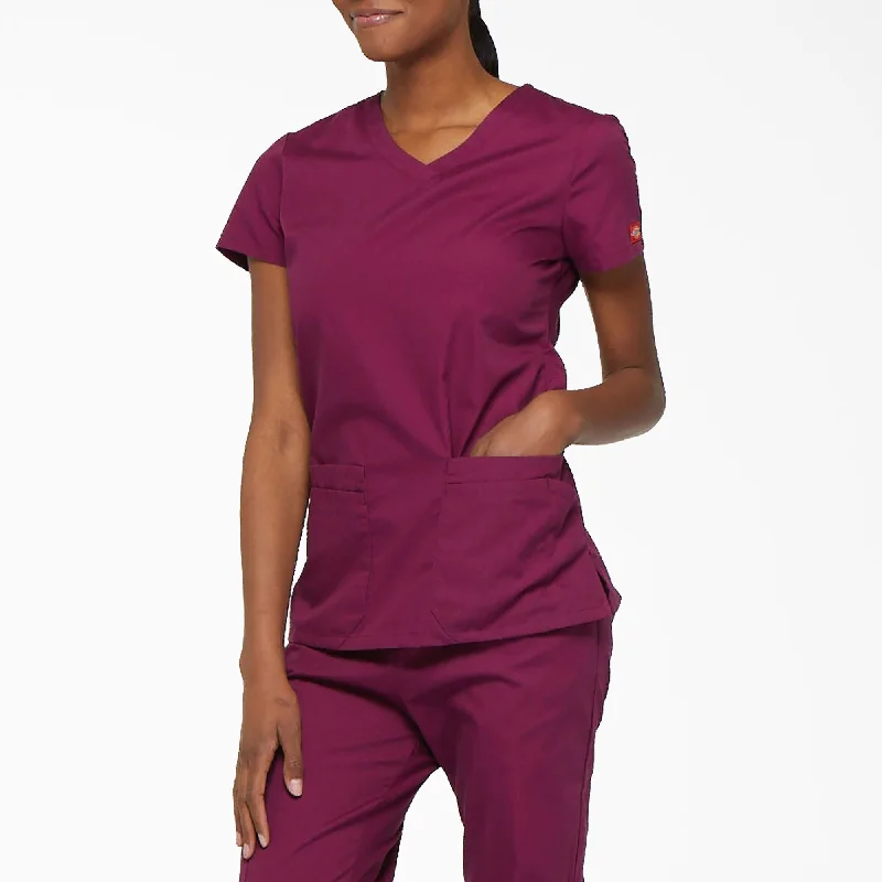 Dickies Women's EDS Signature V-Neck Scrub Top_Wine