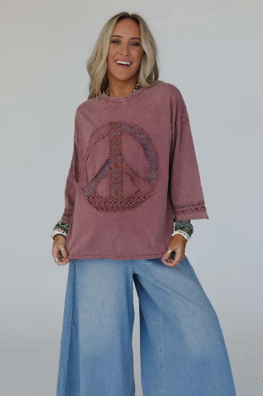 Josephine Peace Patchwork Top - Mauve