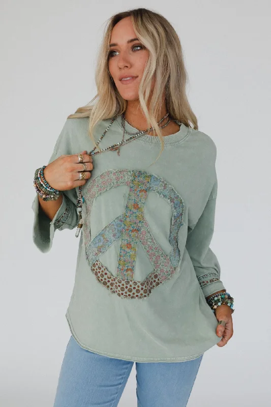 Josephine Peace Patchwork Top - Mint