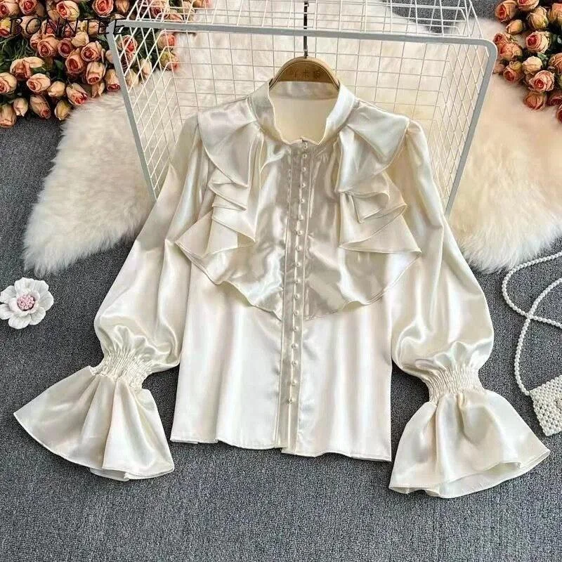 Kale Ruffled Satin Blouse