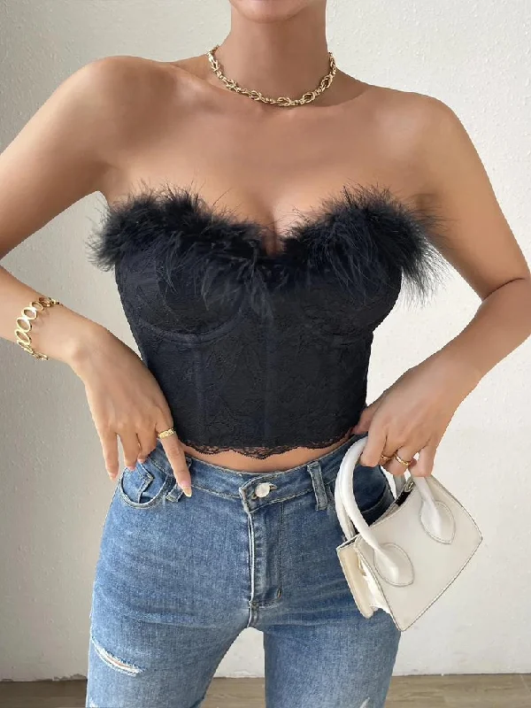 Helix Fur Bustier Top