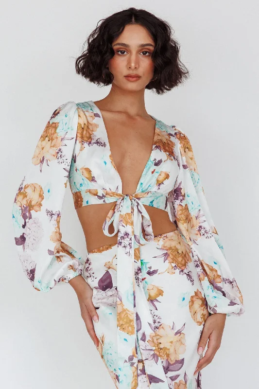 Meet Me In Fiji Tied Top Floral Yellow