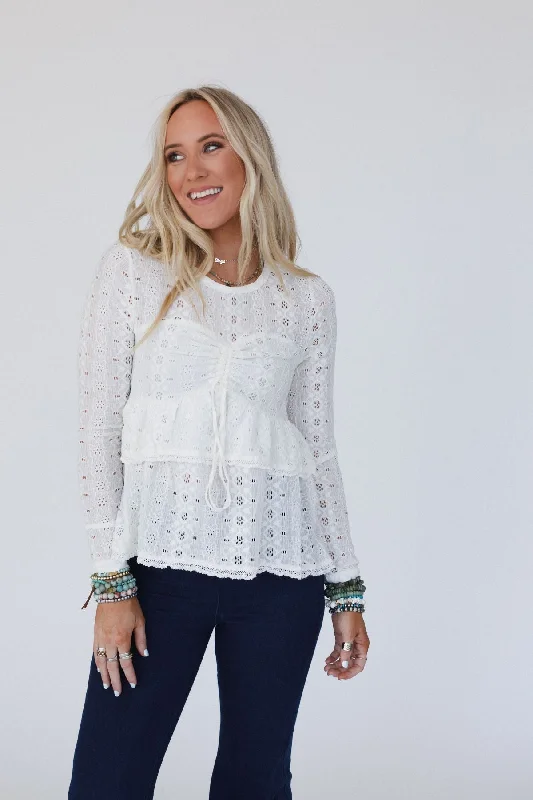 Say So Tiered Crochet Top - Cream