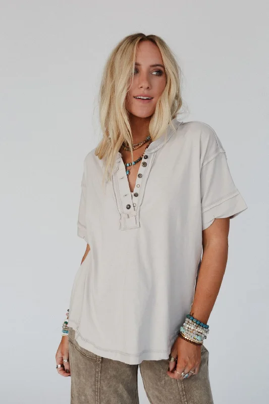 Sienna Henley Top - Beige