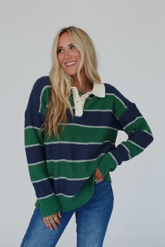 Sloane Striped Top - Navy