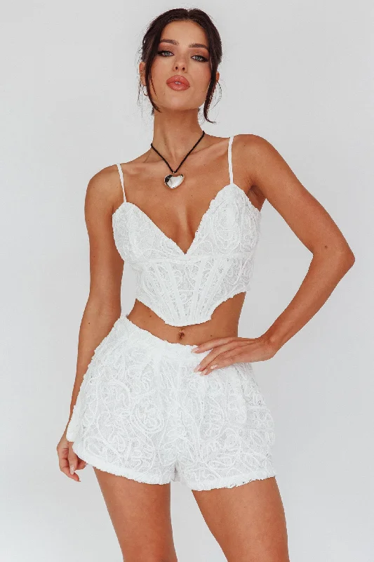 Staycation Lace Bustier Top White