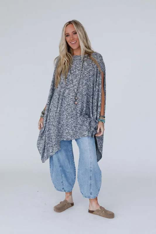 The Nest The Wren Two Tone Tunic - Charcoal