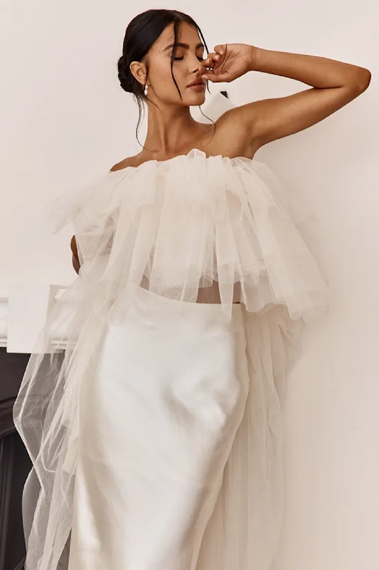 This Is Love Layered Tulle Crop Top Cream