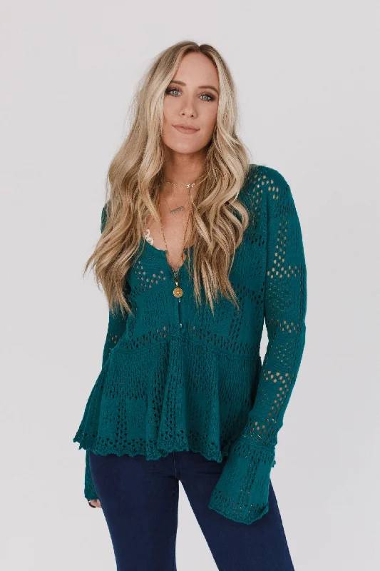 Toluca Lake Peplum Top - Teal