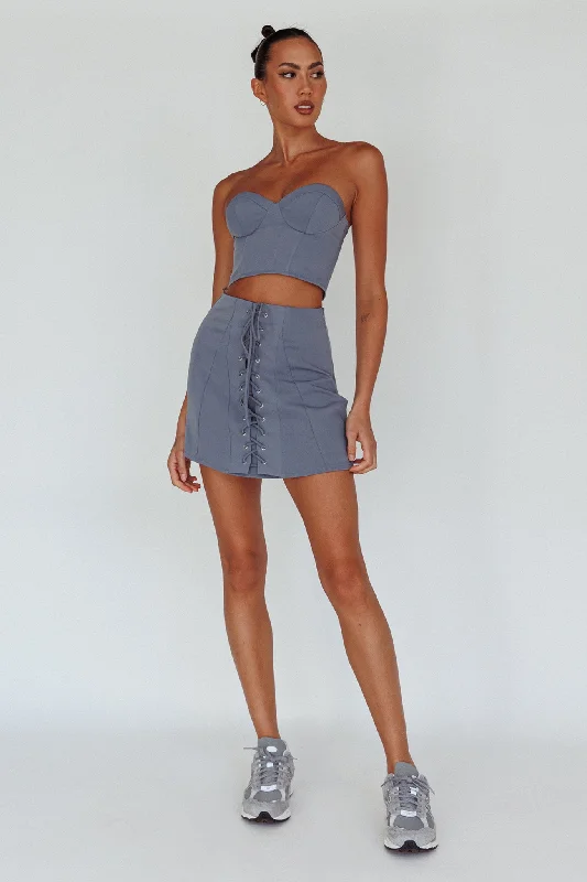 Ventura Bustier Crop Top Suit Grey