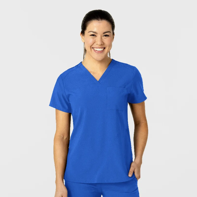 W123 Women's Flex-n-Reach V-Neck Scrub Top - Royal