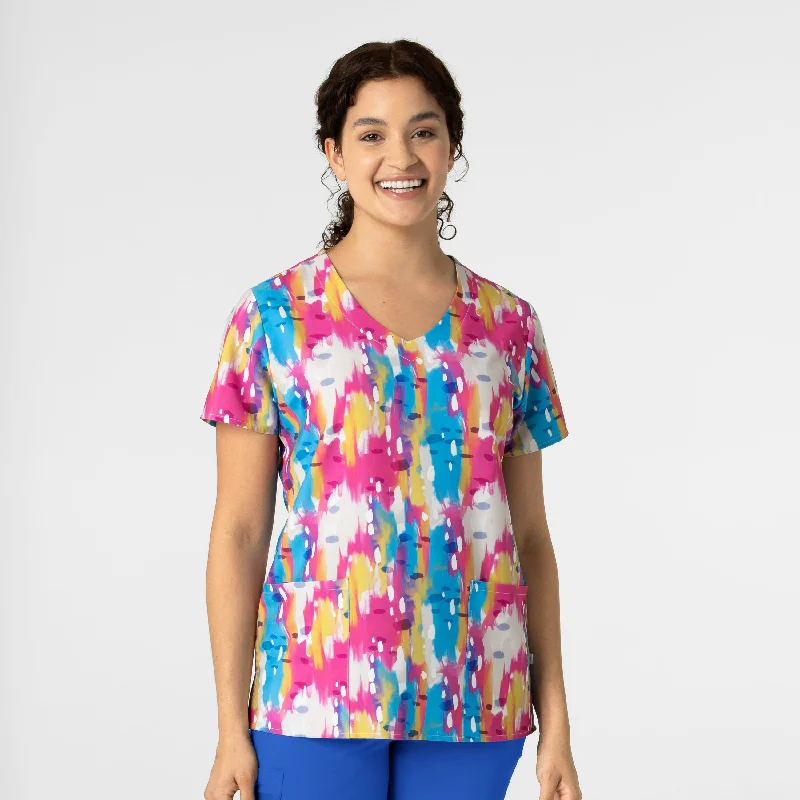 Women’s LIMITED V-Neck Print Scrub Top - Paint Daubs